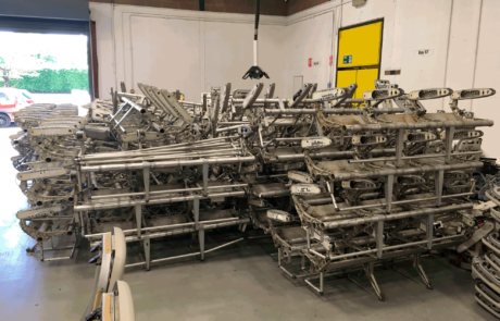 Seat frames recycled by AIRA